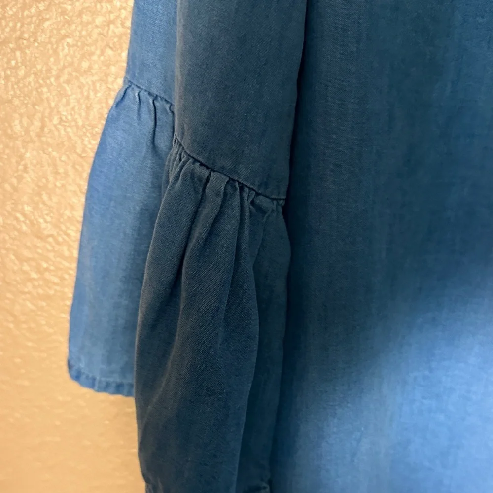 Zara Blue Long Sleeve Denim Dress - Picture 6 of 9